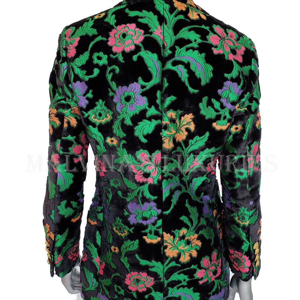 GUCCI JACKET SINGLE BREASTED VELVET JAQUARD FLORAL BLAZER sz IT 40 US 4 - Picture 5 of 14